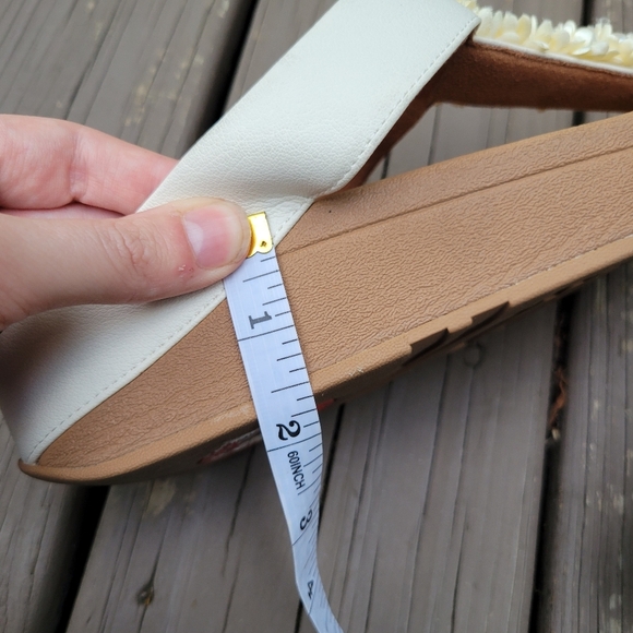 Fitflop Verna Cream Faux Leather Satin Floral Pearls Summer Wedge Sandals 11 - Picture 8 of 8